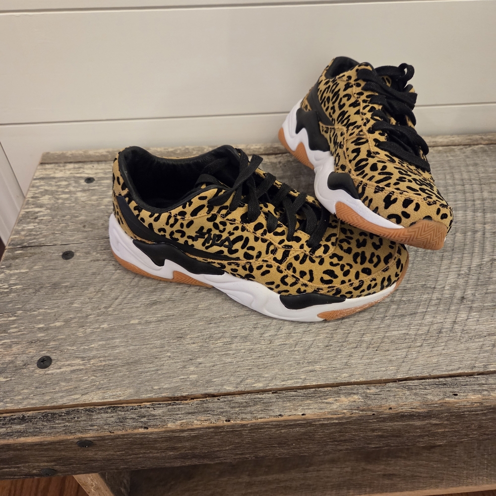 Leopard Print Women's Fashion Sneakers - Black & Tan